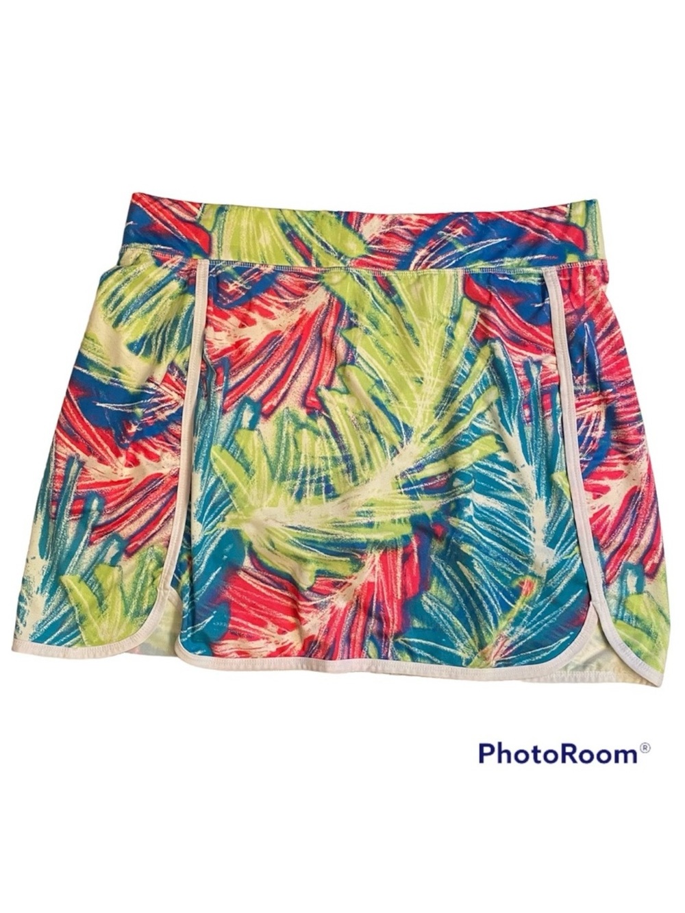 REEL LEGENDS SKORT SKIRT SHORTS MINI BLUE WHITE PINK GREEN FLORAL UPF SIZE L